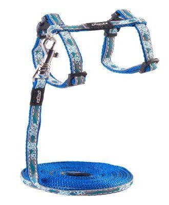 Rogz NightCat B-Blue Floral Sele med Line