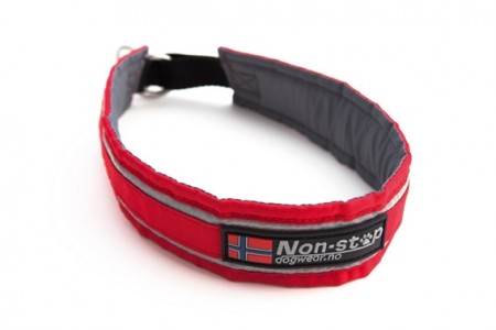 Non-Stop Halvstrup Halsbånd med Refleks, Rød, 60 og 65 cm