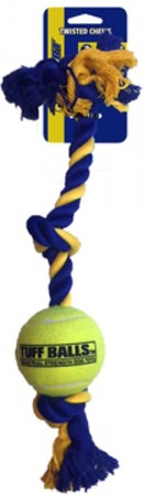 PetSport Twisted Chews 3-Knot Rope with Tuff Ball, 30 cm