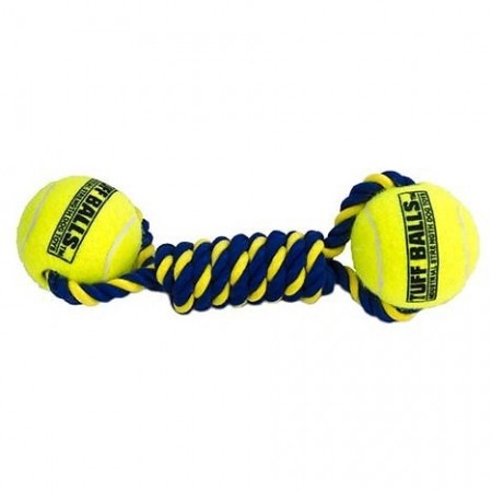 PetSport Knotted Cotton Rope Bumper with 2 Tuff Ball, 23 cm