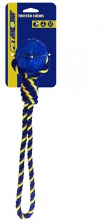 PetSport Twisted Chews, Braided Knot Tug with TPR Ball, 35 cm